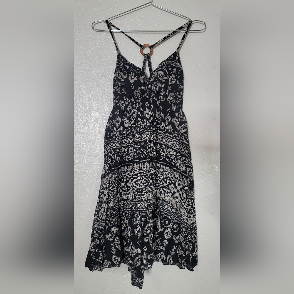 Abstract Printed Summer Dress with Cross Strap Back Detailing